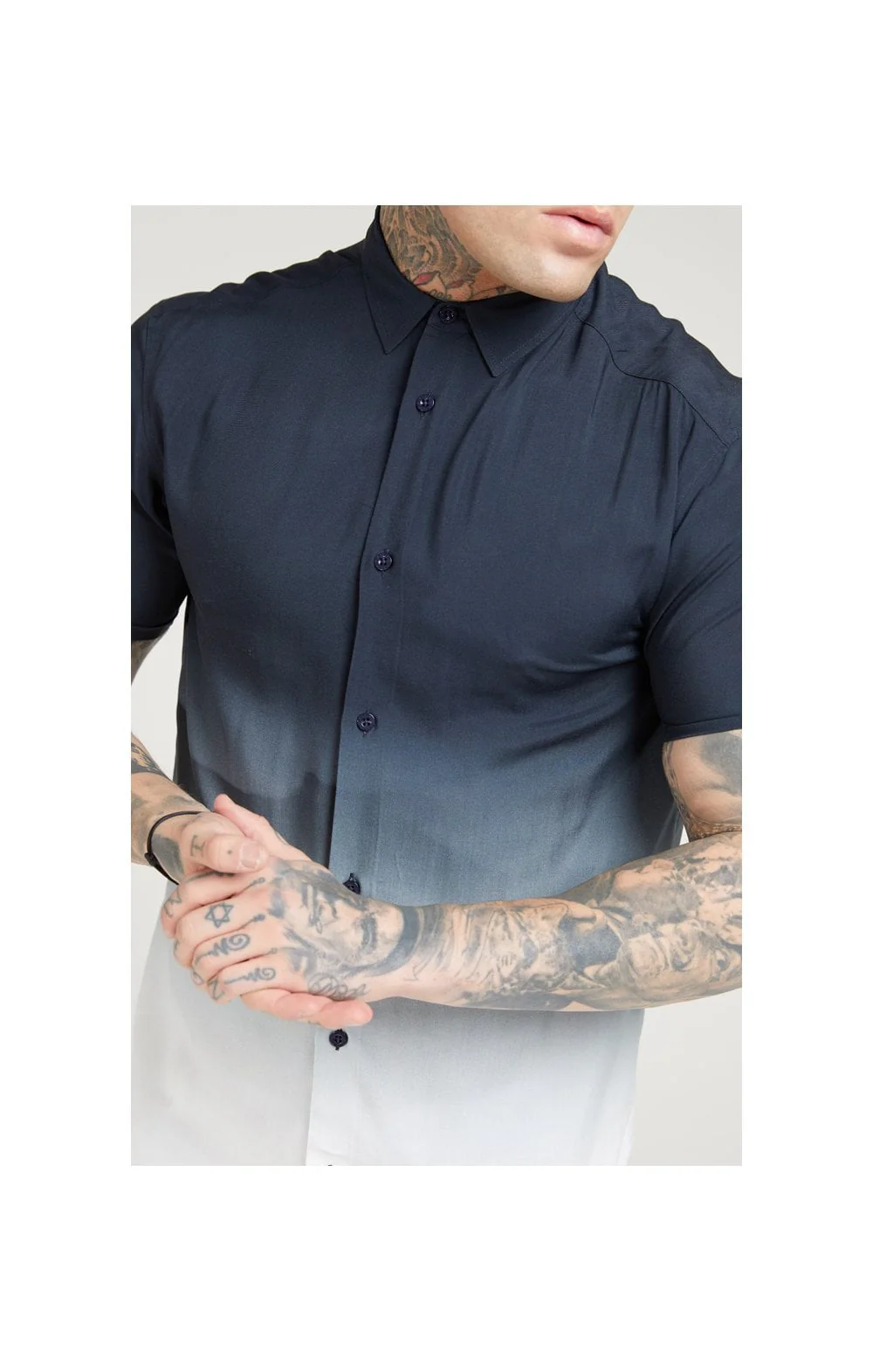 SikSilk Resort Shirt – Navy & White - Image 2