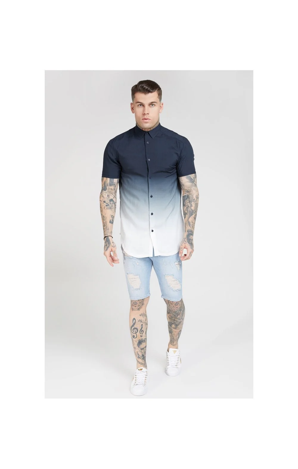 SikSilk Resort Shirt – Navy & White - Image 3