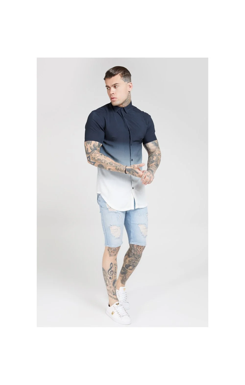 SikSilk Resort Shirt – Navy & White - Image 4
