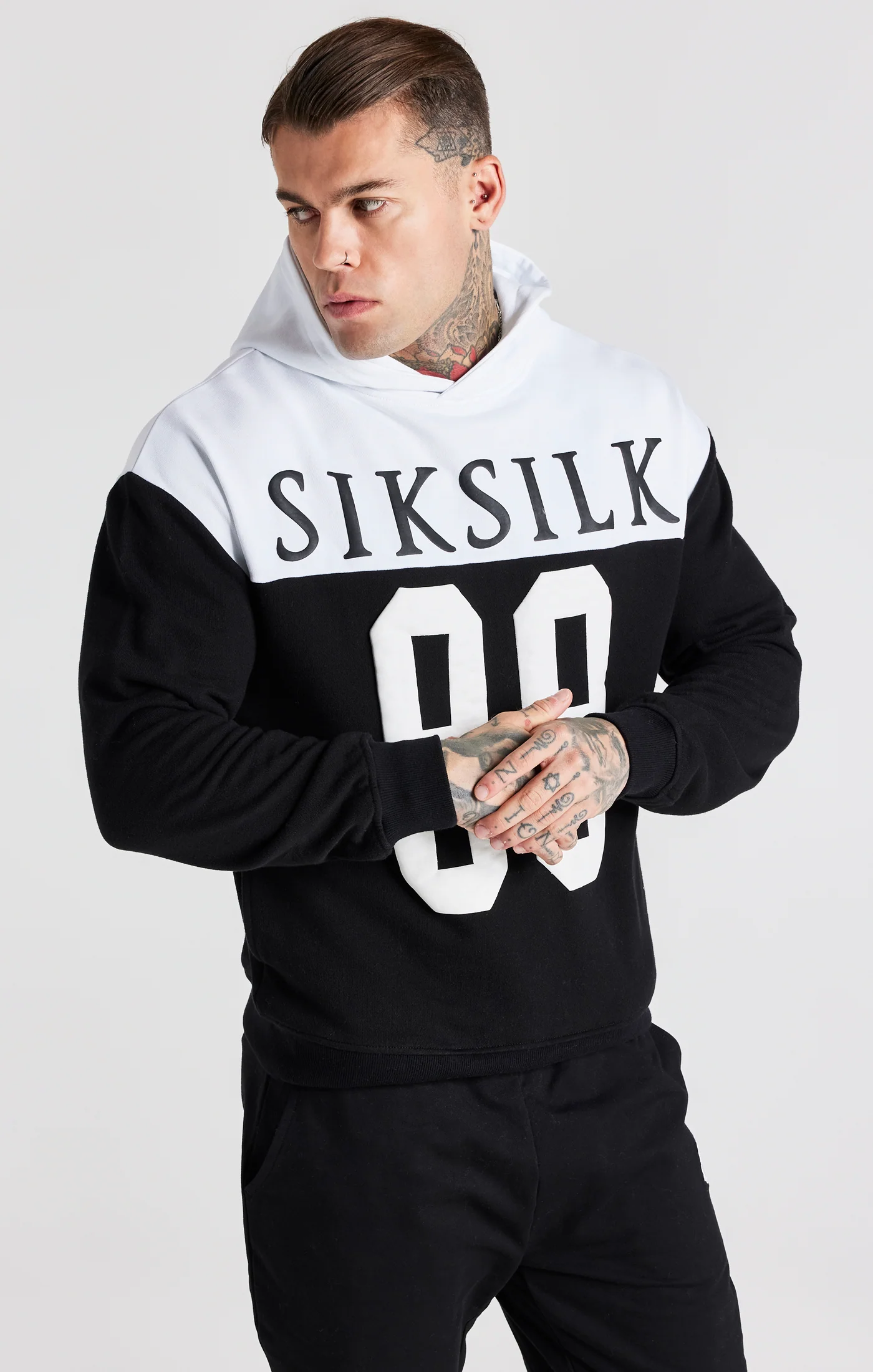 Black Retro 89 Print Oversized Hoodie