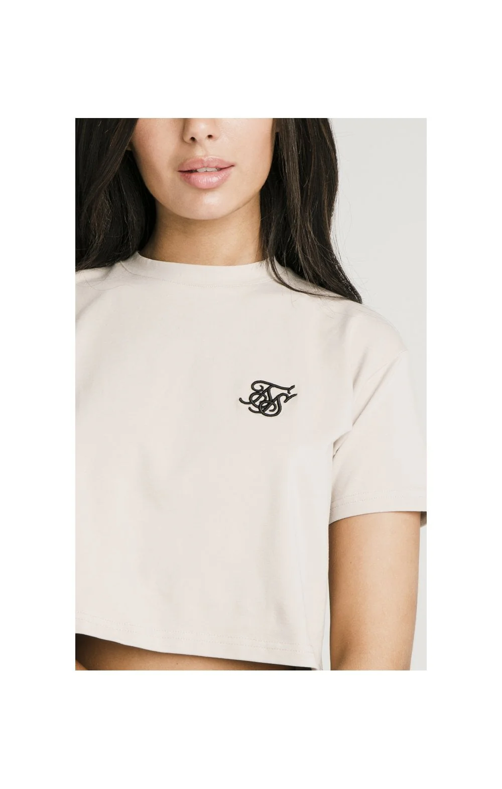 Beige Essential Retro Box Fit Crop T-Shirt - Image 2
