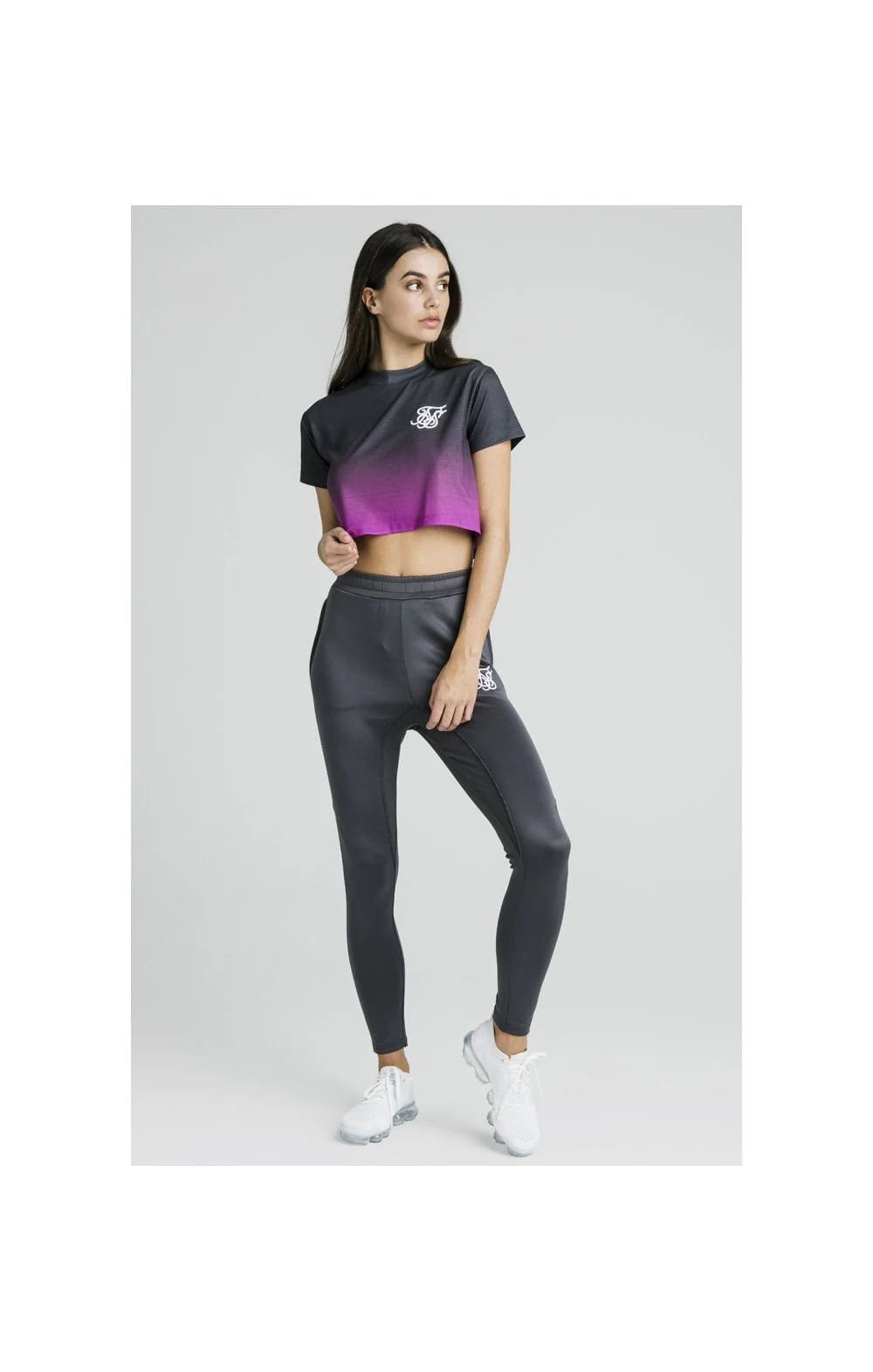 SikSilk Retro Box Fit Tee - Iron & Pink - Image 2
