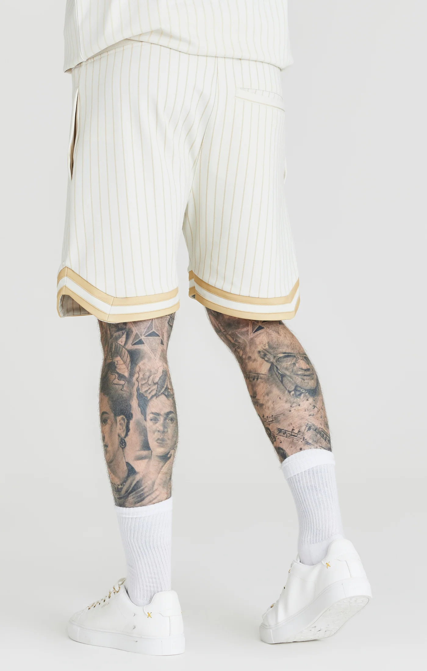 Ecru Retro Classic Basketball Short - Image 3