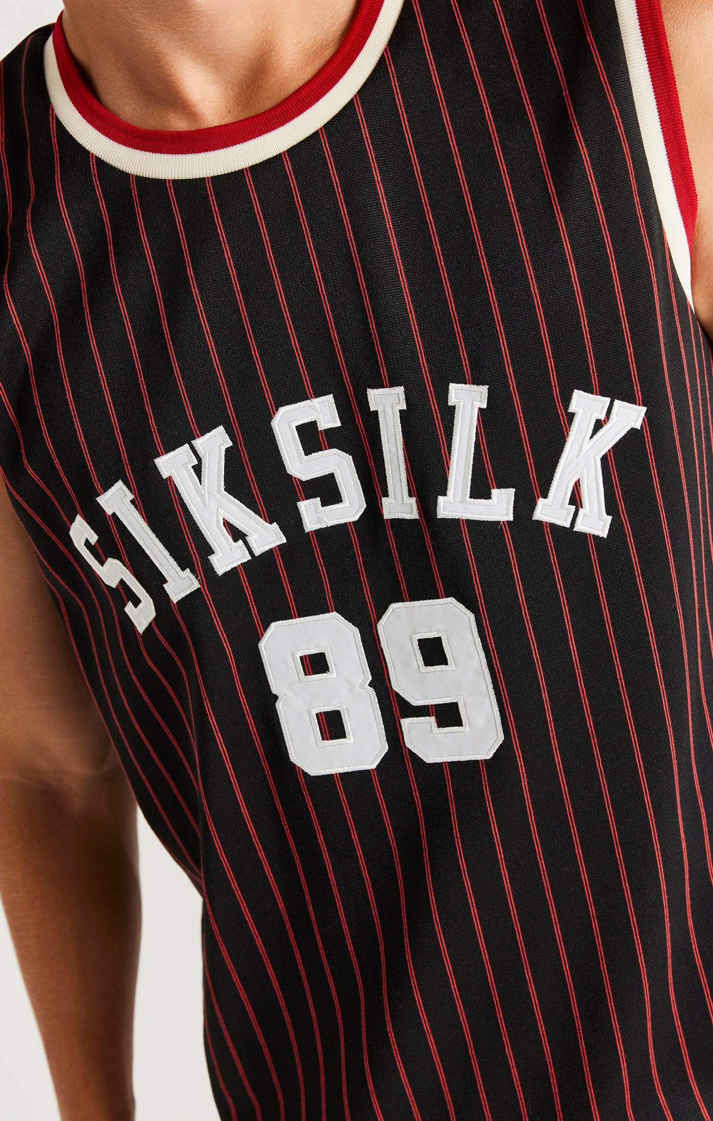 SikSilk Retro Classic Basketball Vest - Black - Image 2
