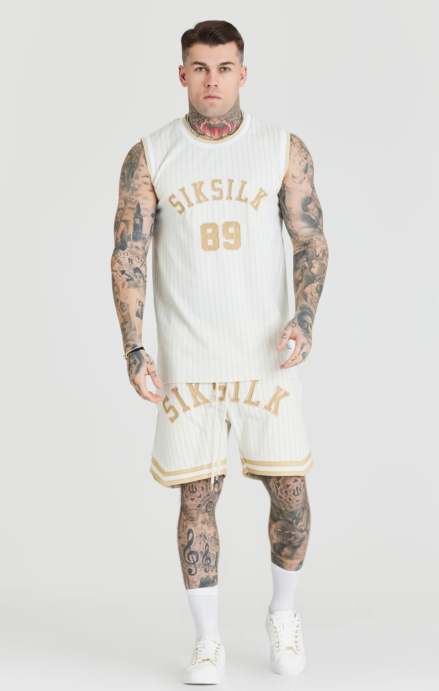 Ecru Retro Classic Basketball Vest - Image 3