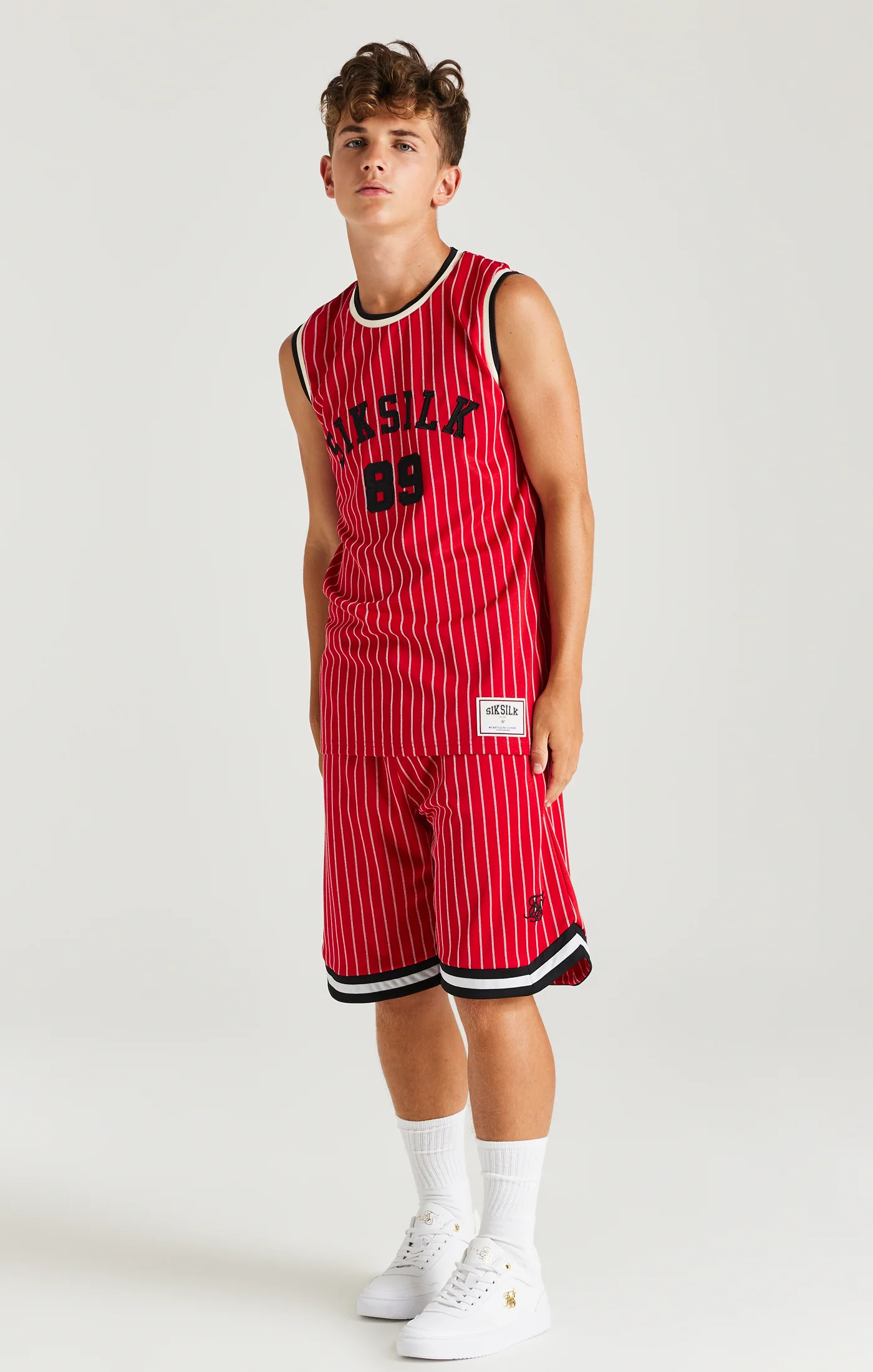 SikSilk Retro Classic Basketball Vest - Red - Image 3
