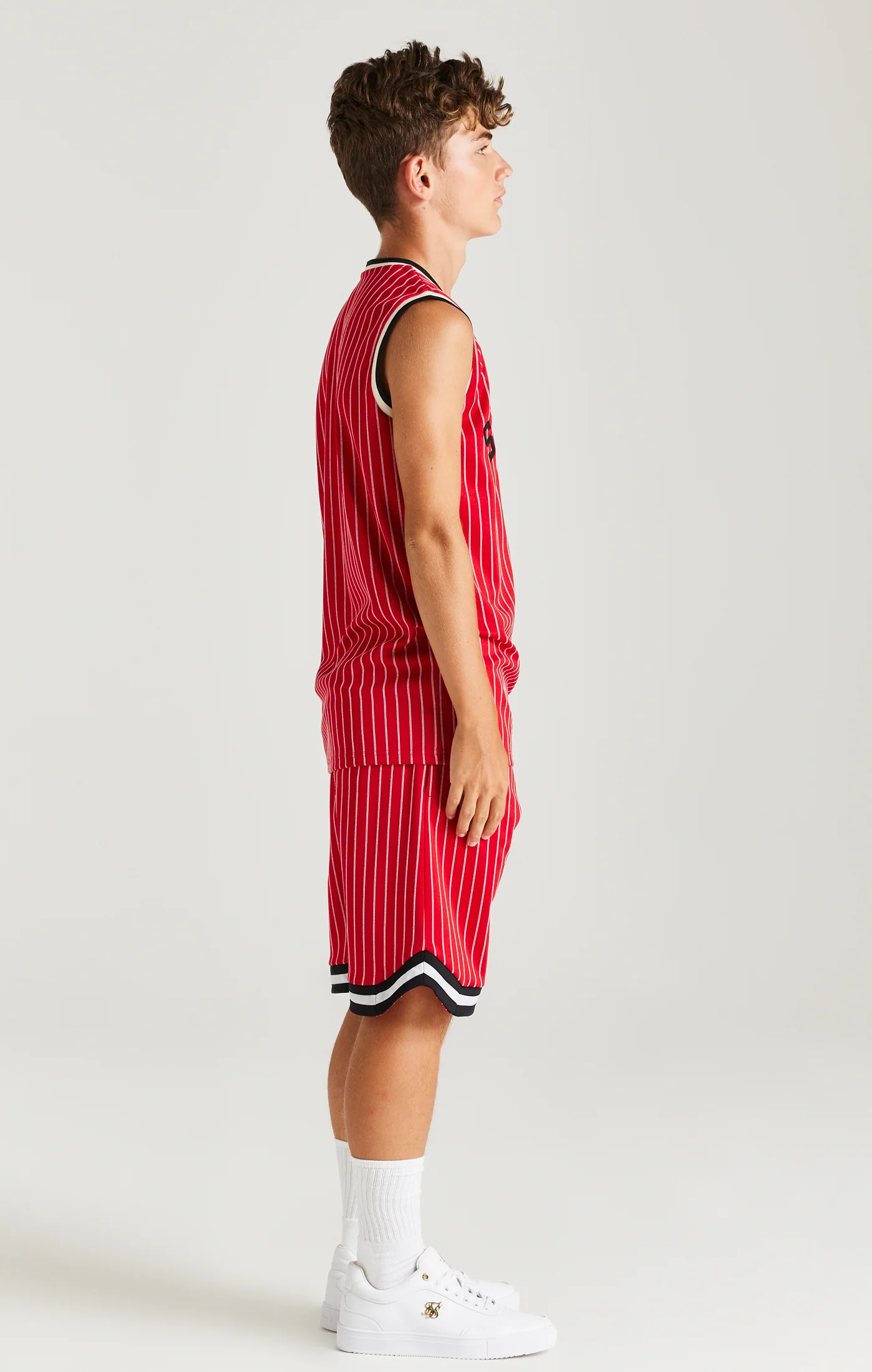 SikSilk Retro Classic Basketball Vest - Red - Image 6
