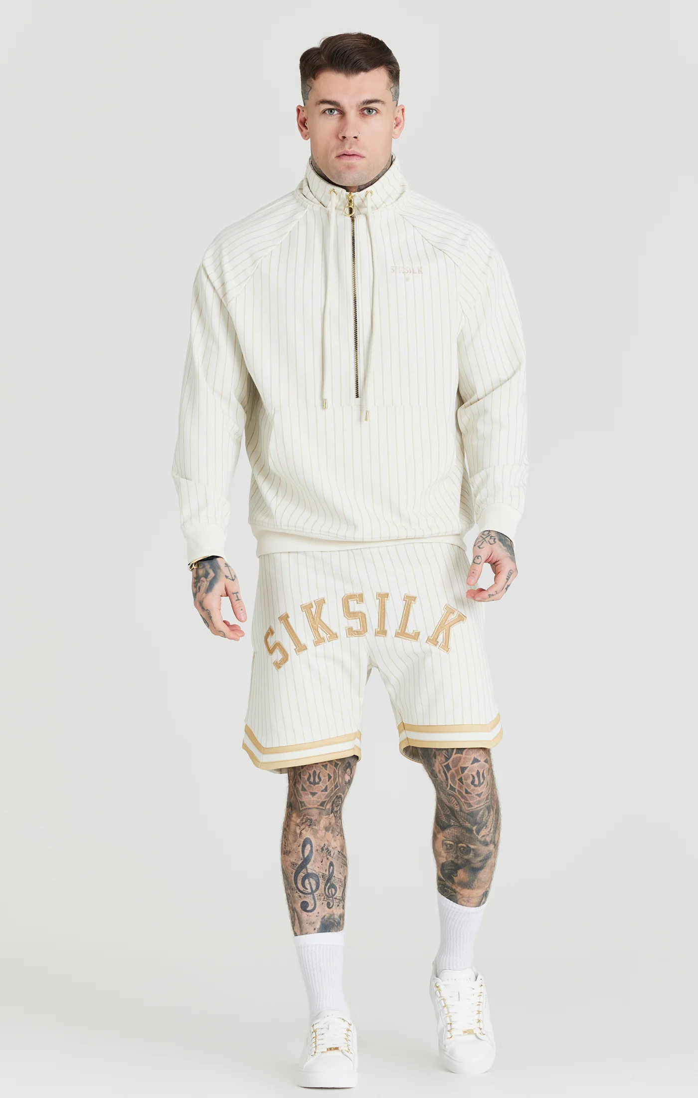 Ecru Retro Half Zip Funnel Track Top - Image 3