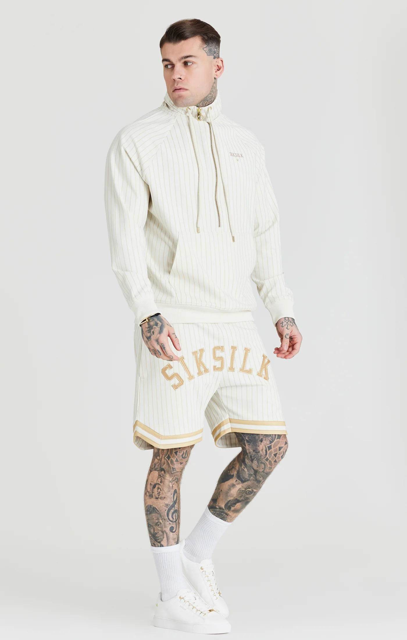Ecru Retro Half Zip Funnel Track Top - Image 4