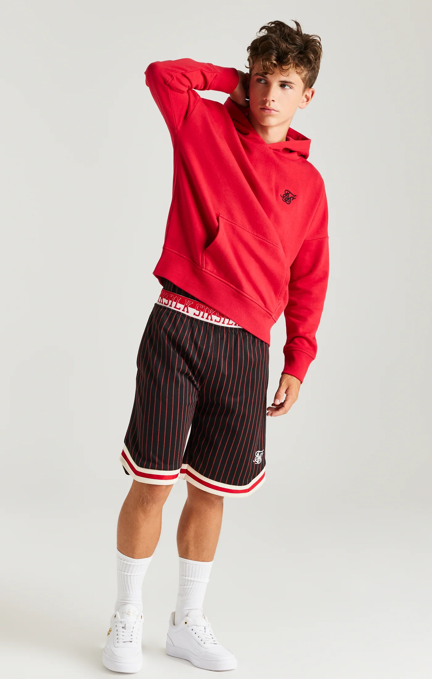 Boys Red Hood Logo Overhead Hoodie - Image 3
