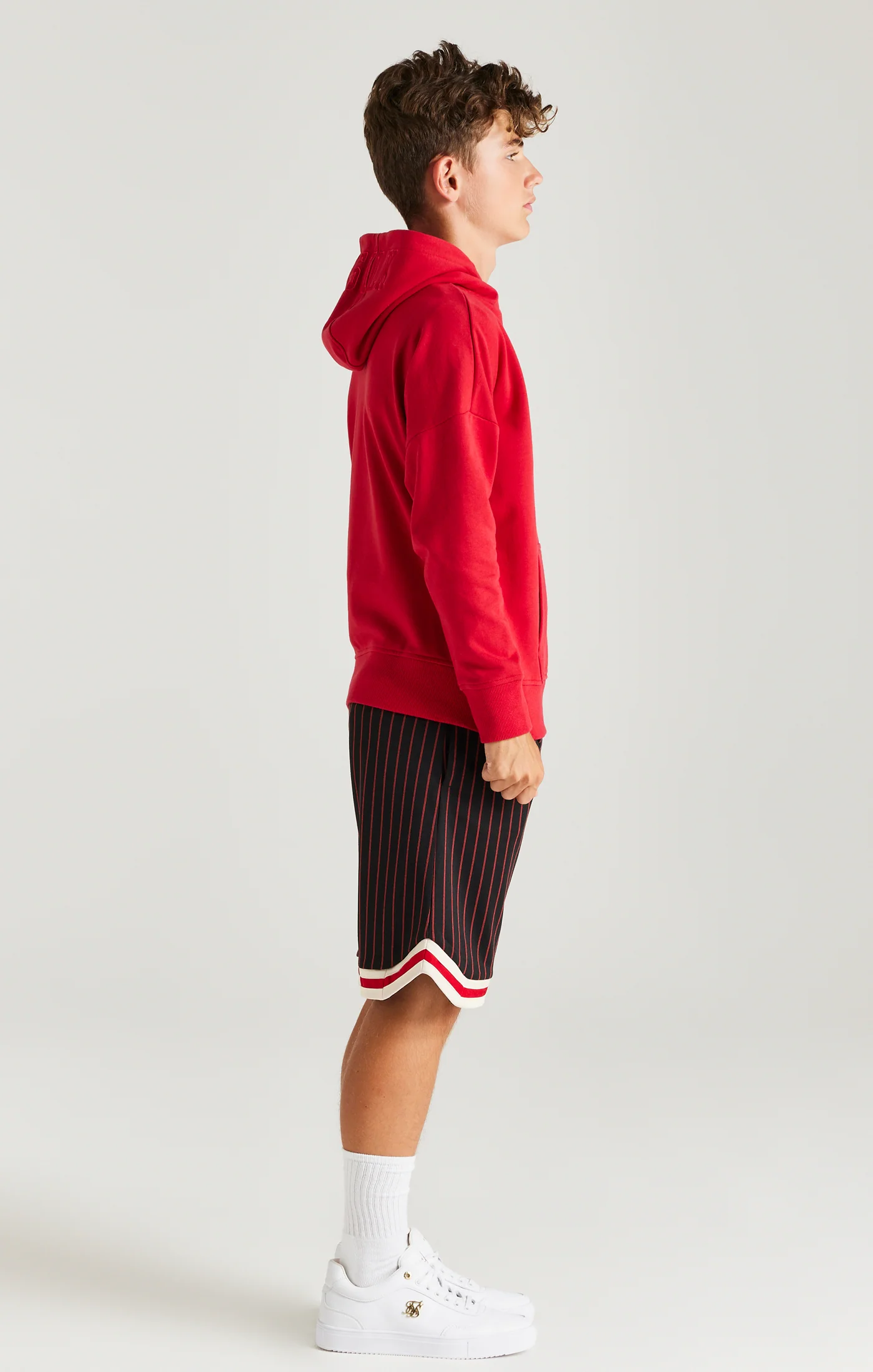 Boys Red Hood Logo Overhead Hoodie - Image 4