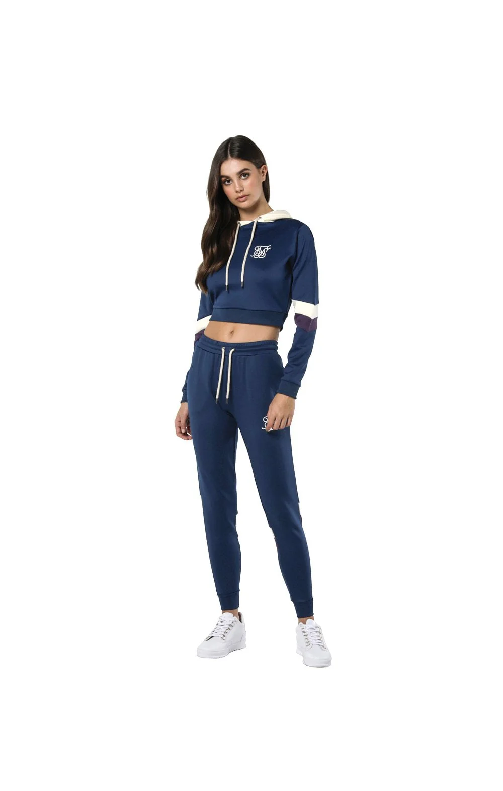 SikSilk Retro Cropped Panel Hoodie – Teal - Image 2