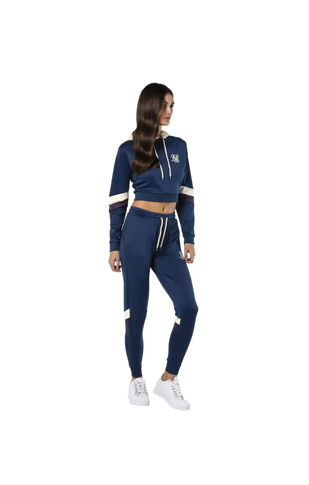 SikSilk Retro Cropped Panel Hoodie – Teal - Image 5