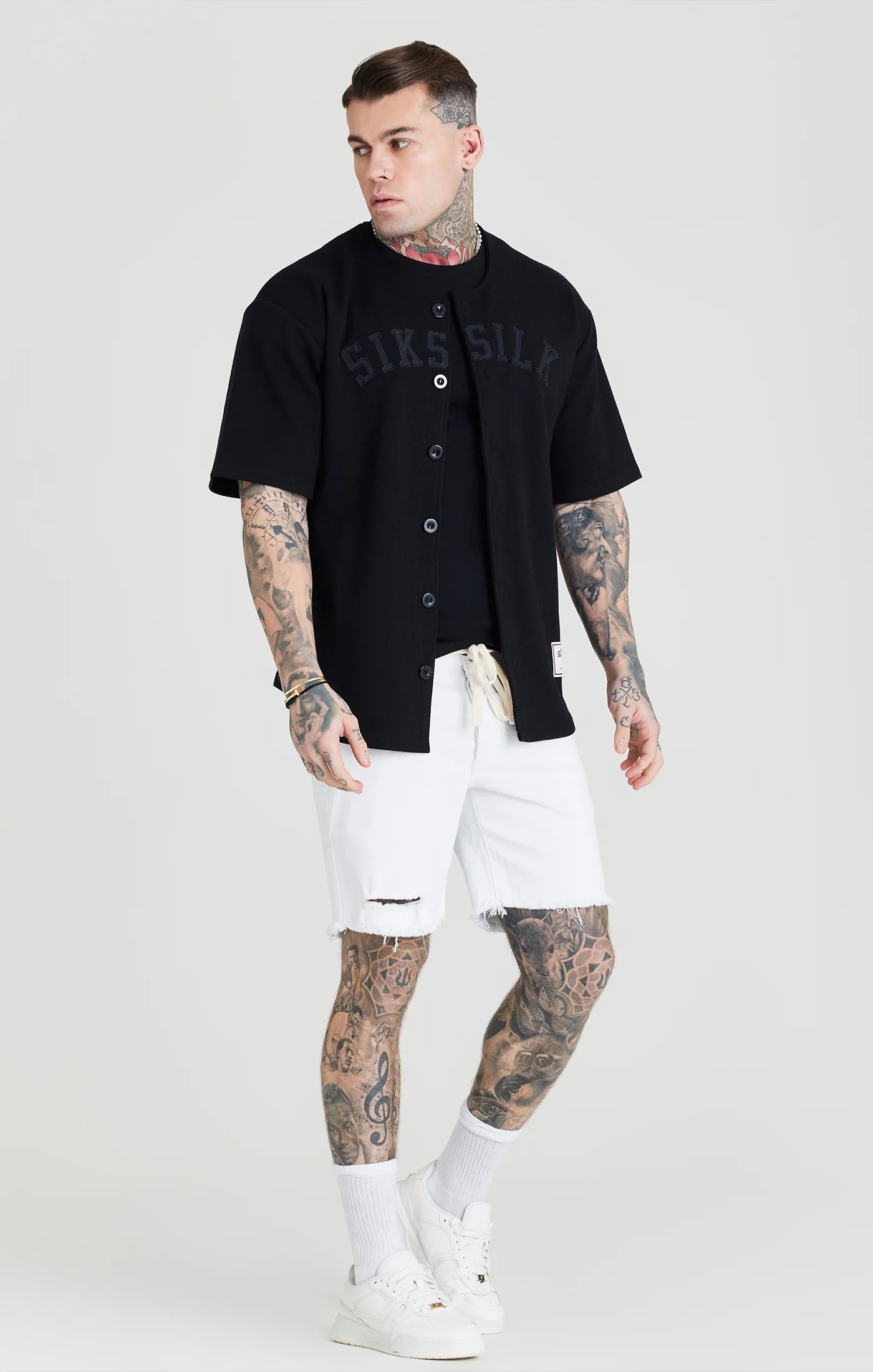 Black Applique Logo Baseball Jersey - Image 3