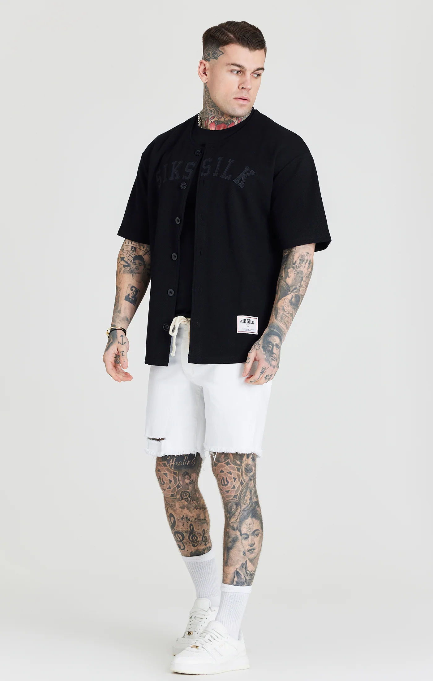 Black Applique Logo Baseball Jersey - Image 4