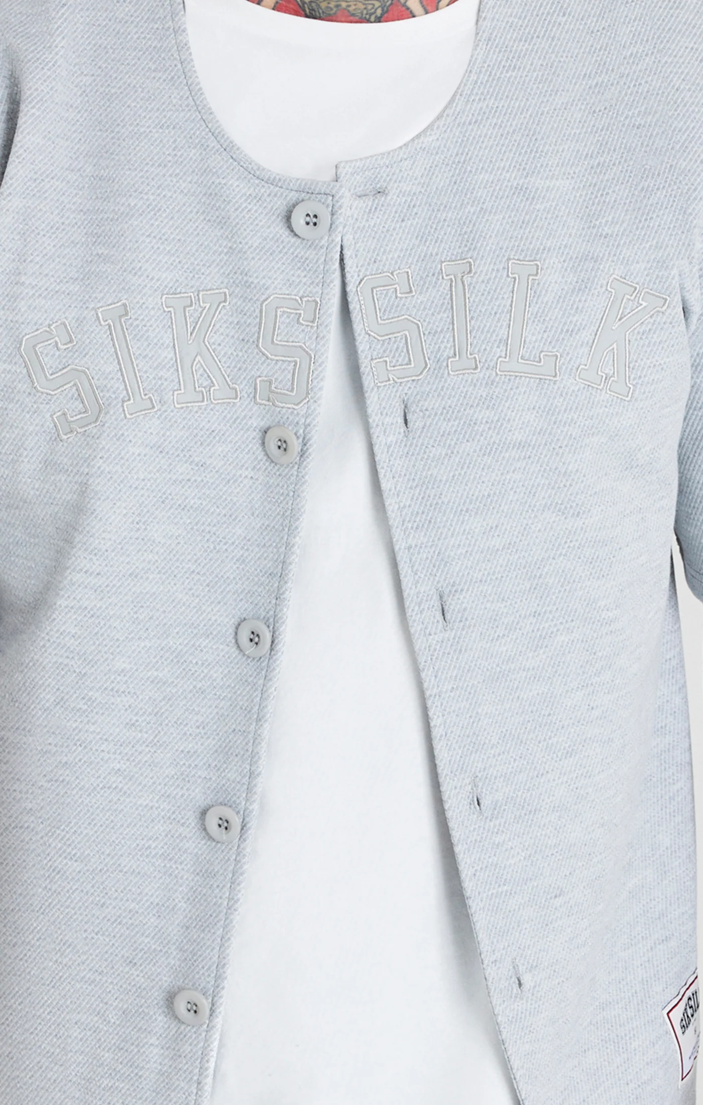 Grey Marl Applique Logo Baseball Jersey - Image 2