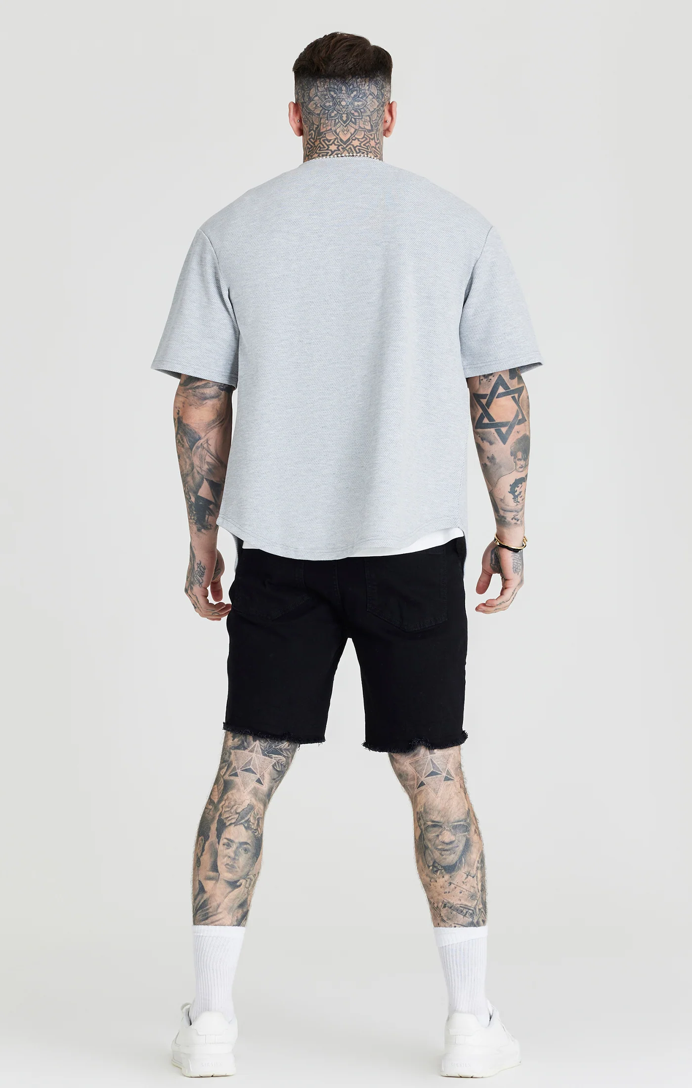 Grey Marl Applique Logo Baseball Jersey - Image 5