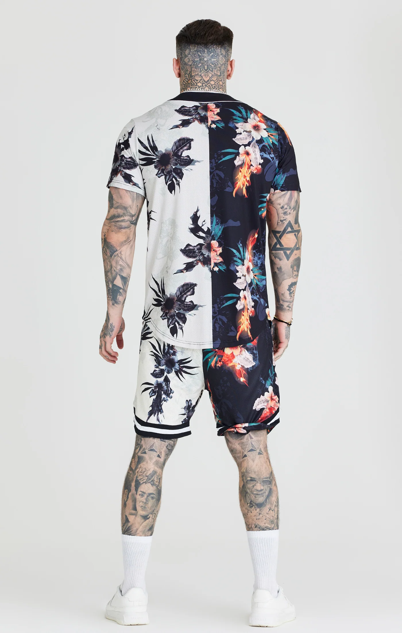Black & Ecru Print Baseball Jersey - Image 5