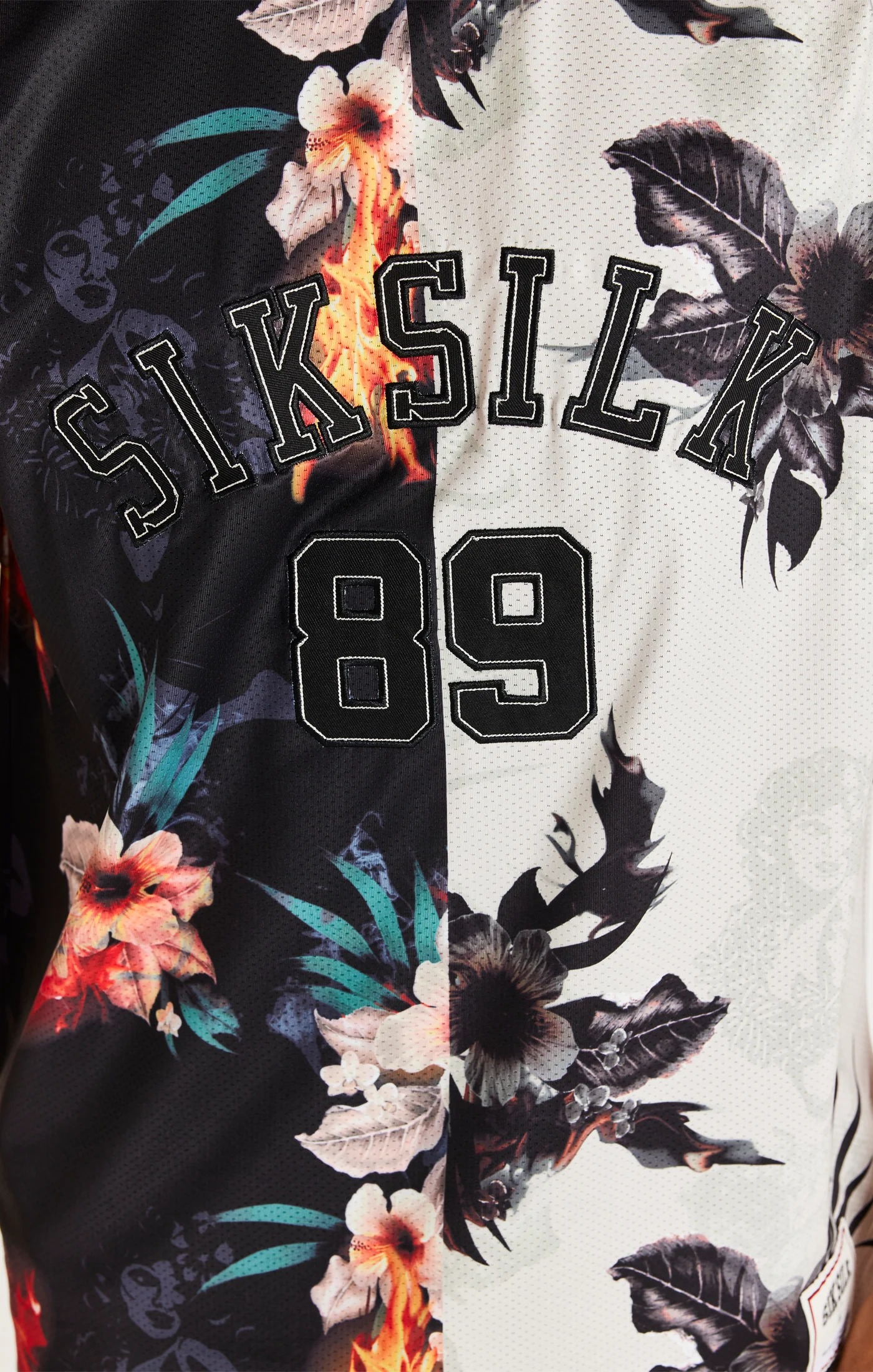SikSilk Retro Fire Basketball Vest - Black & Ecru - Image 2