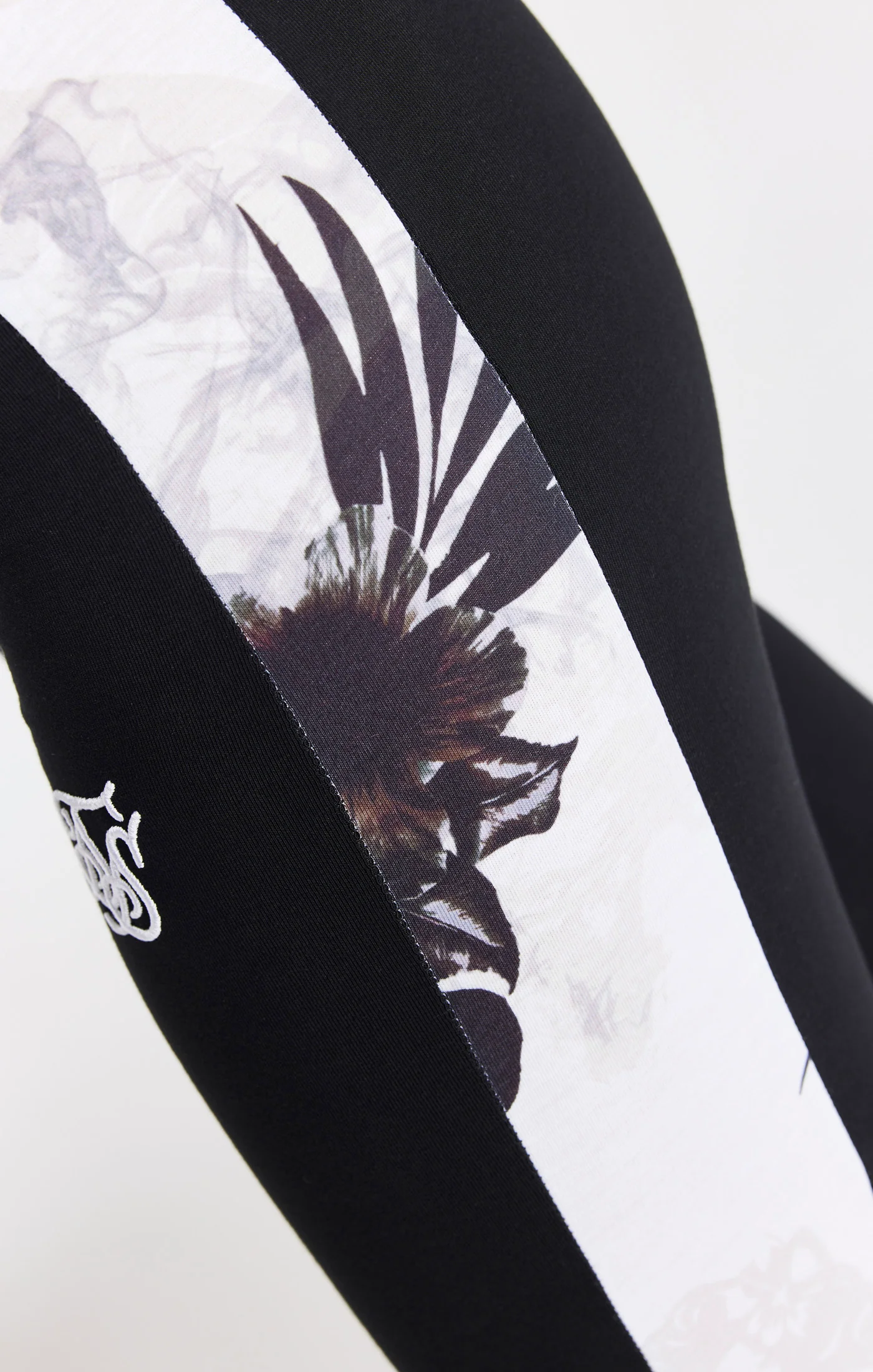 SikSilk Retro Fire Leggings - Black & Ecru - Image 4