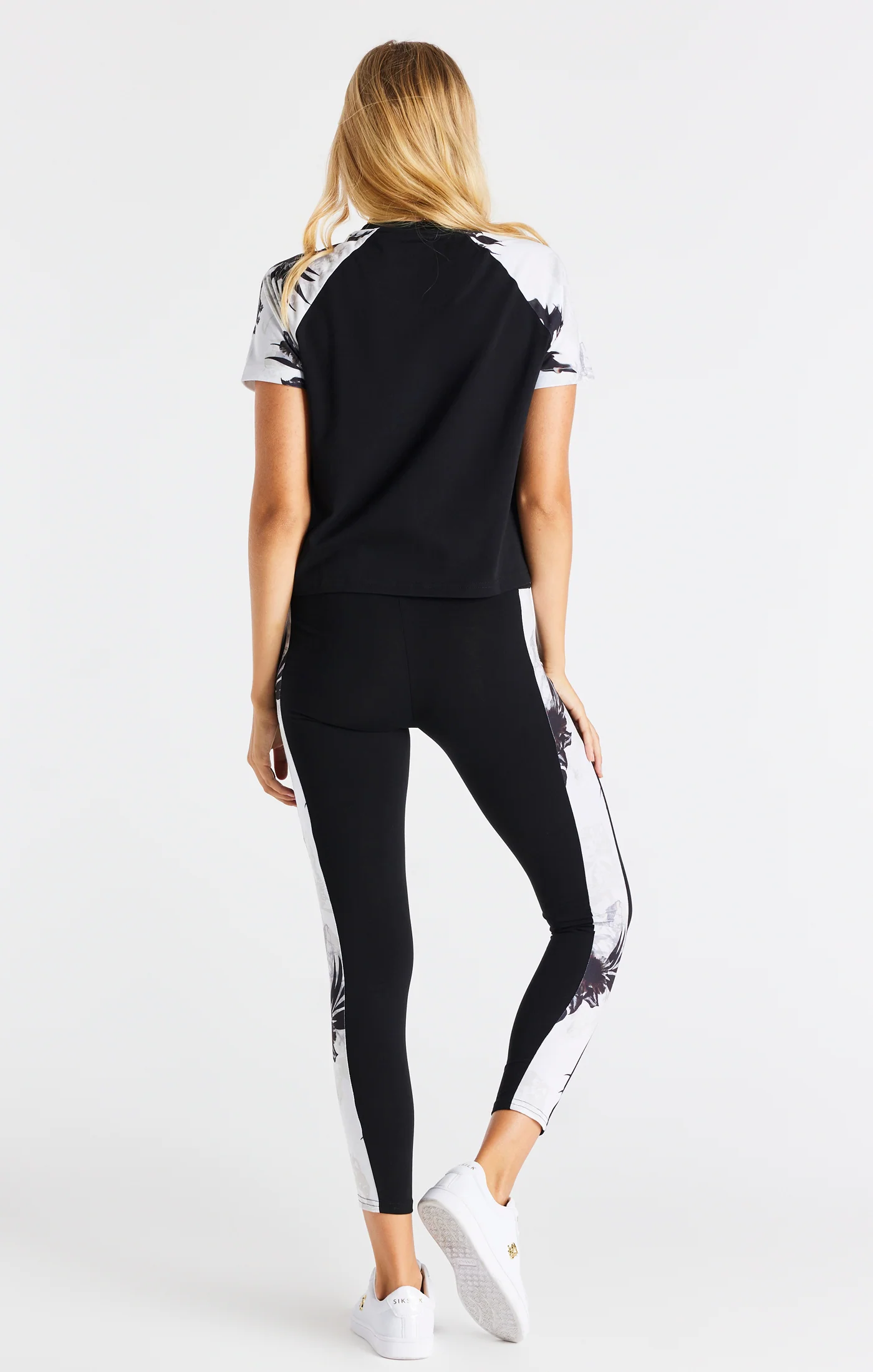 SikSilk Retro Fire Leggings - Black & Ecru - Image 7