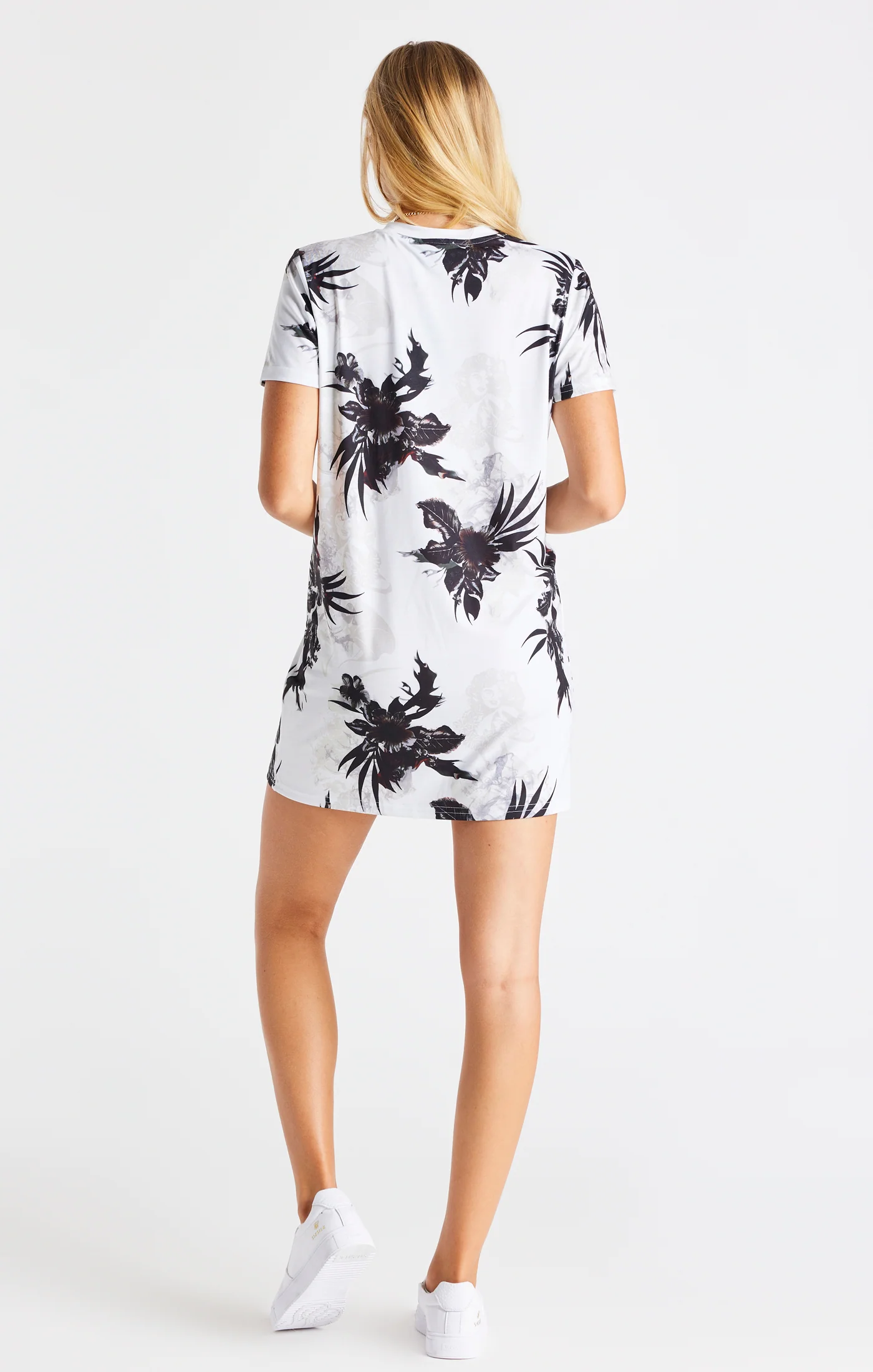 SikSilk Retro Fire Print T-Shirt Dress - Ecru - Image 5