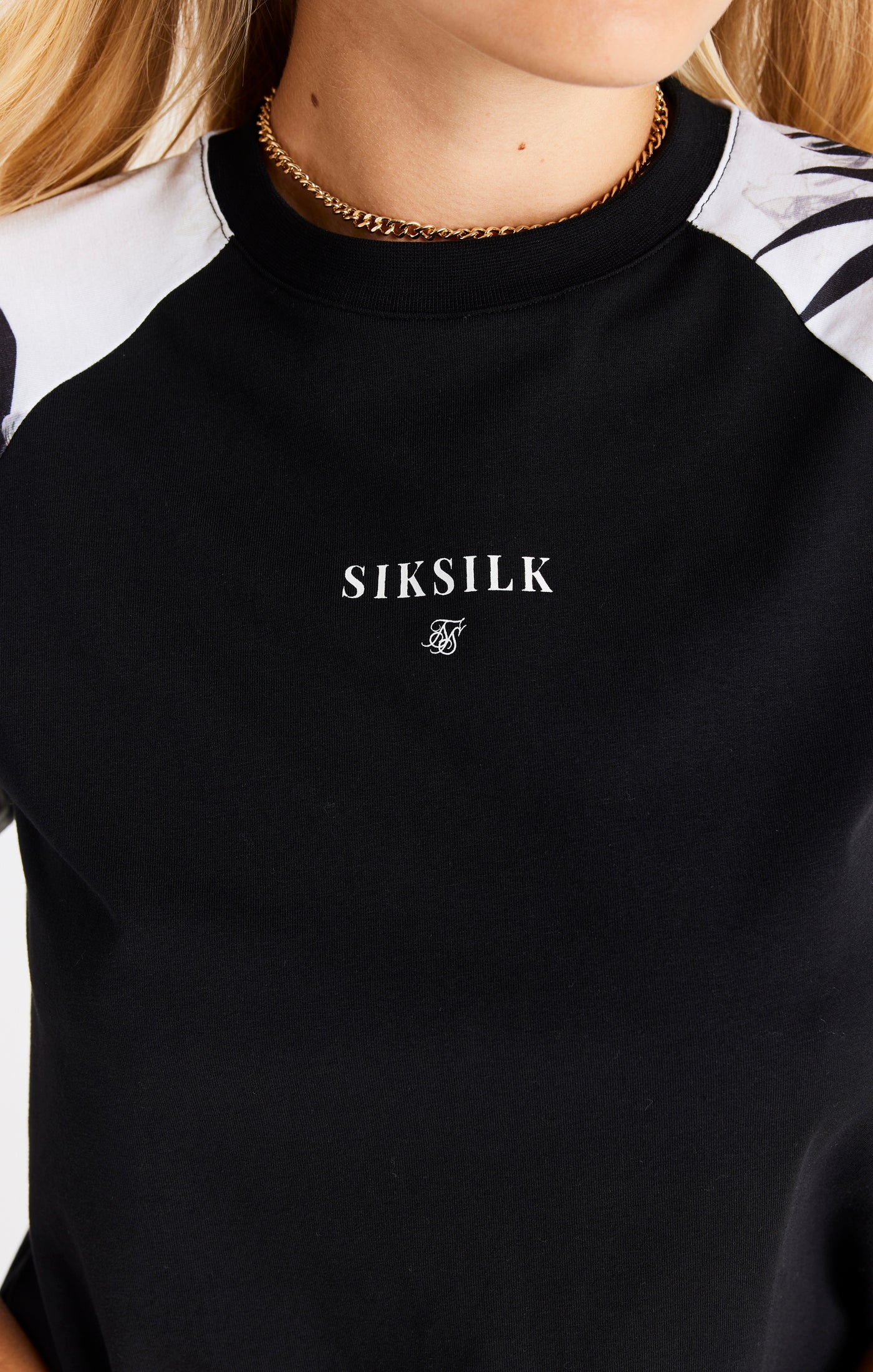 Black Floral Panel T-Shirt - Image 2