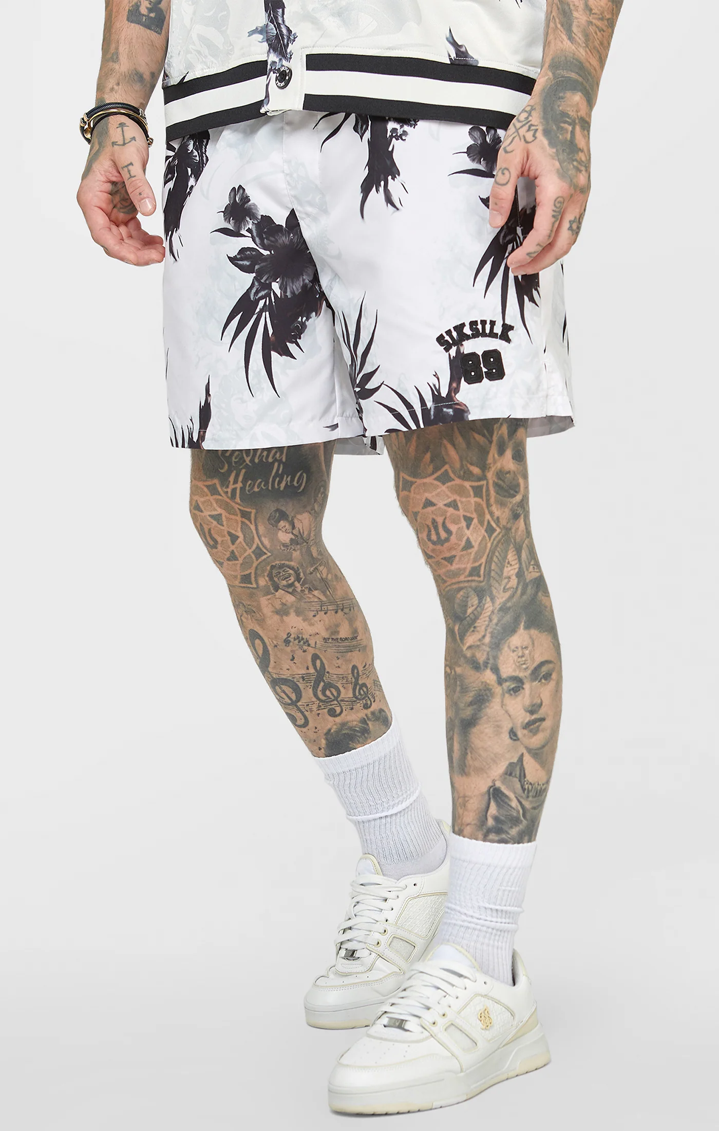 Ecru Floral Swim Short