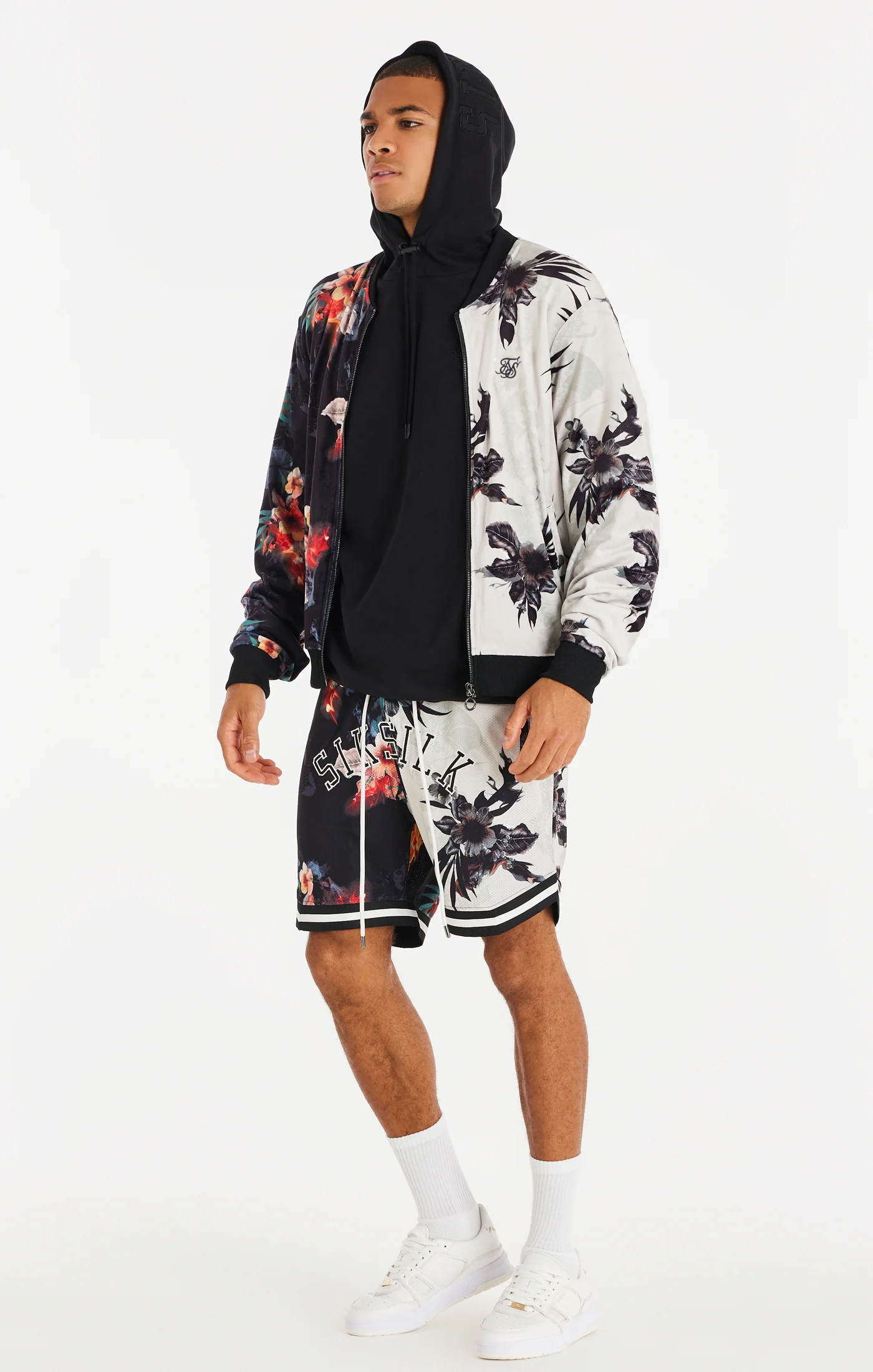 Black Retro Fire Velour Bomber - Image 7
