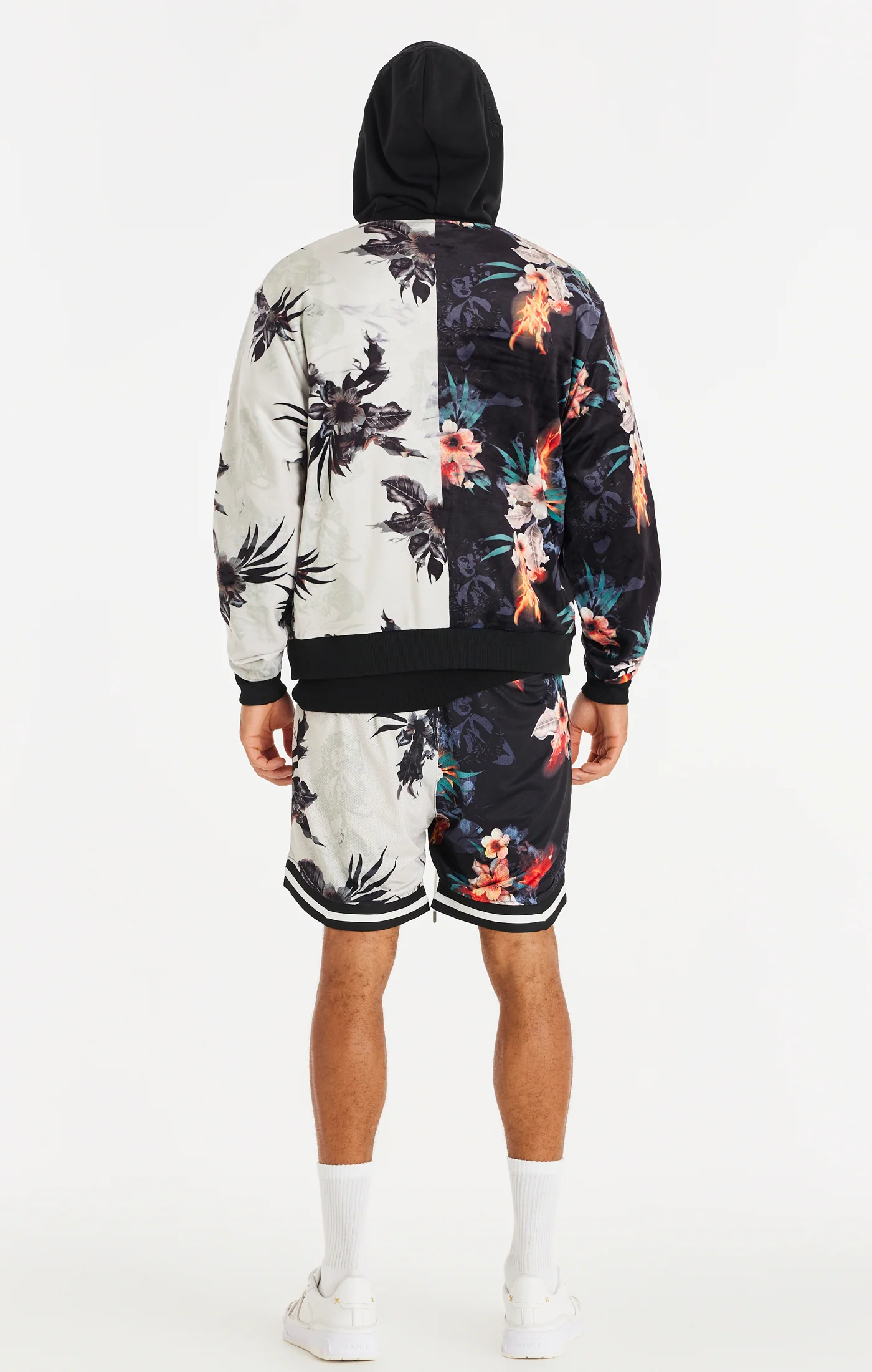 Black Retro Fire Velour Bomber - Image 8
