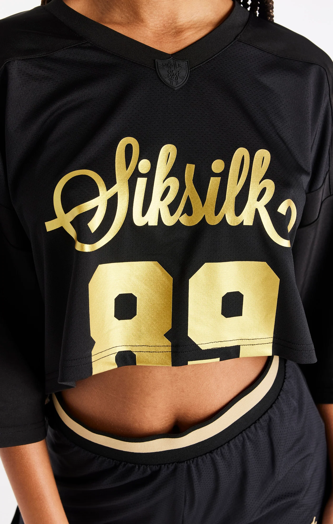 Black Retro Football Crop Jersey - Image 2