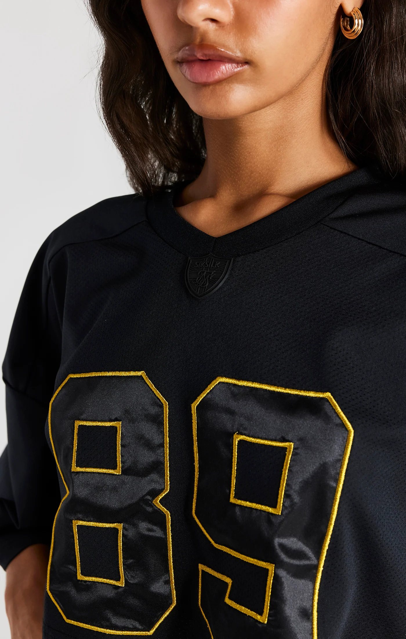Black Crop Retro Football Jersey - Image 3