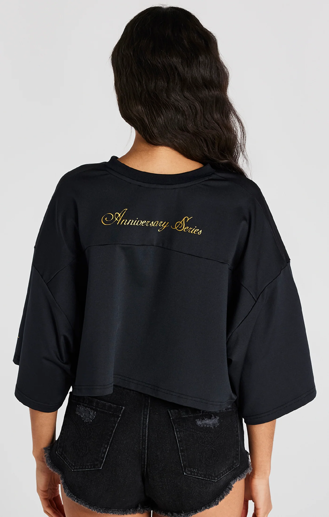Black Crop Retro Football Jersey - Image 7
