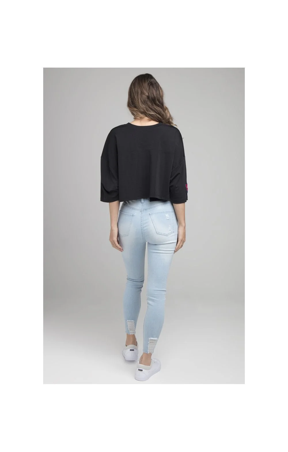 SikSilk Retro Football Crop Jersey - Black - Image 5