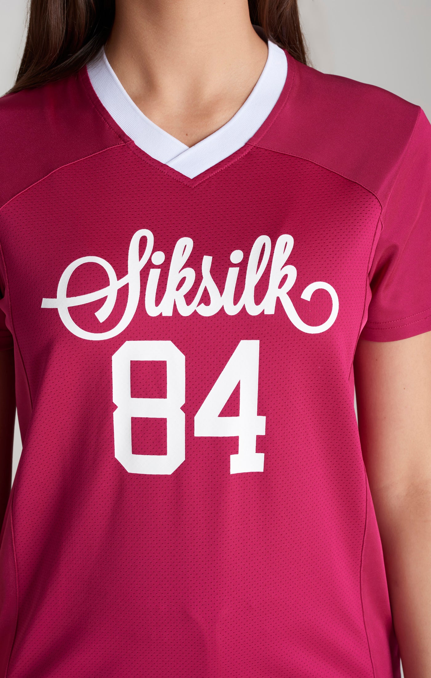 Girls Pink Retro Football Cropped Jersey - Image 2