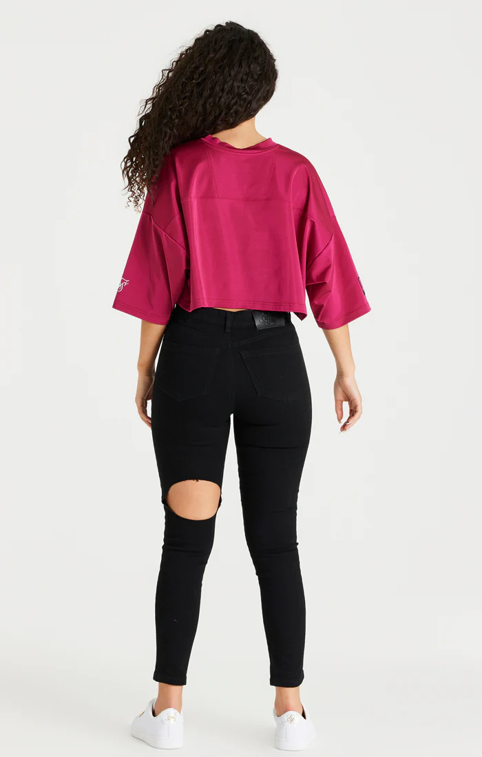 Pink Retro Football Crop Jersey - Image 4