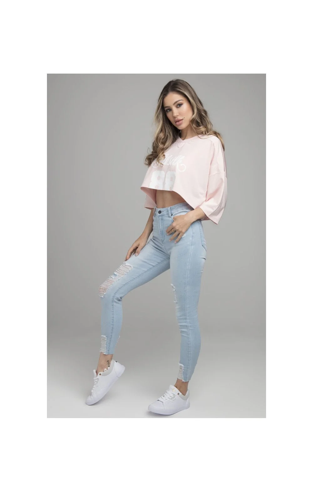 SikSilk Retro Football Crop Jersey - Pink - Image 3