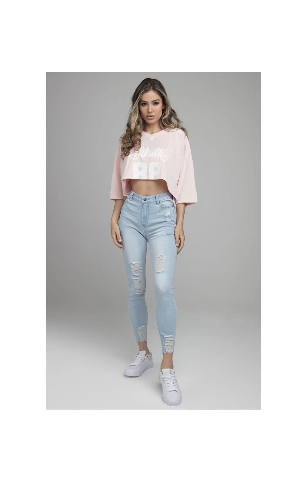 SikSilk Retro Football Crop Jersey - Pink - Image 4