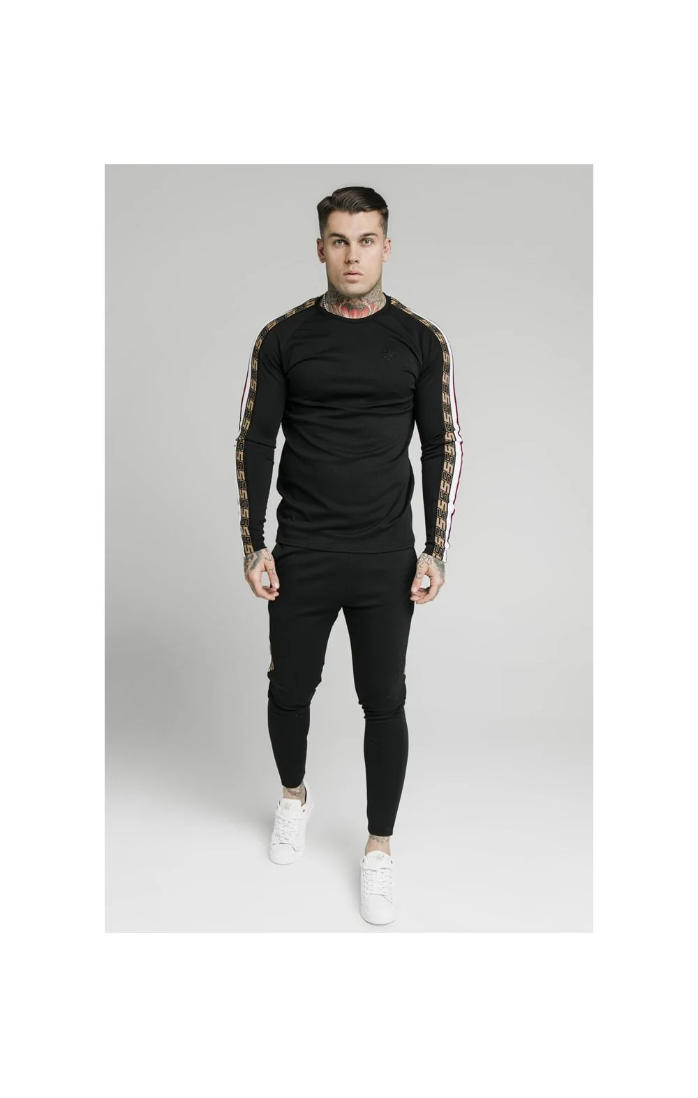 SikSilk Retro Jacquard Athlete Pants - Black - Image 6