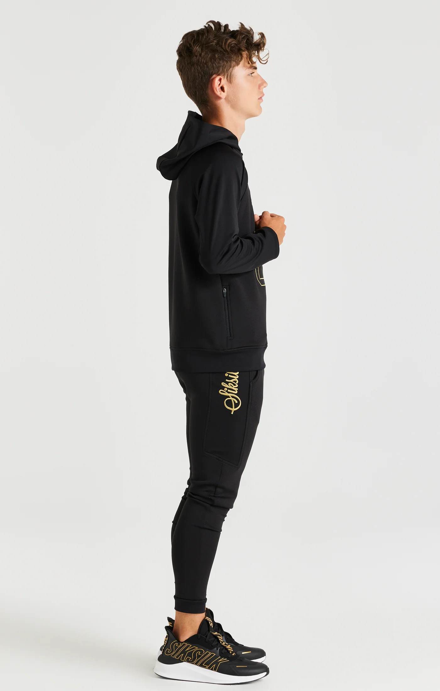SikSilk Retro Overhead Hoodie - Black - Image 4