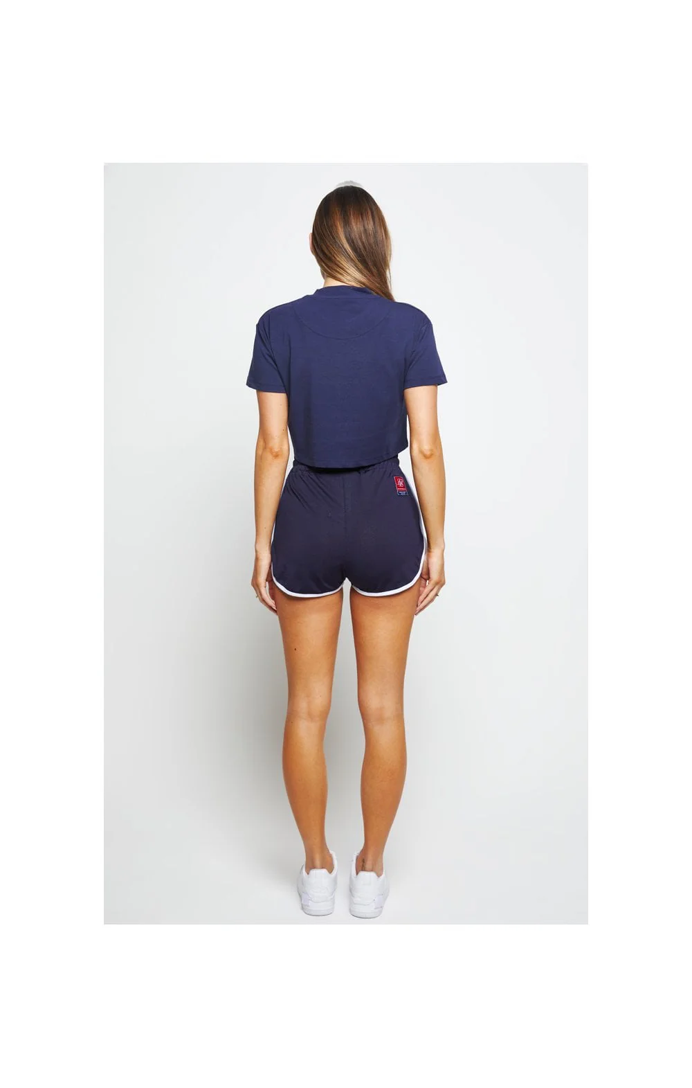 SikSilk Retro Sport Crop Tee - Navy - Image 5