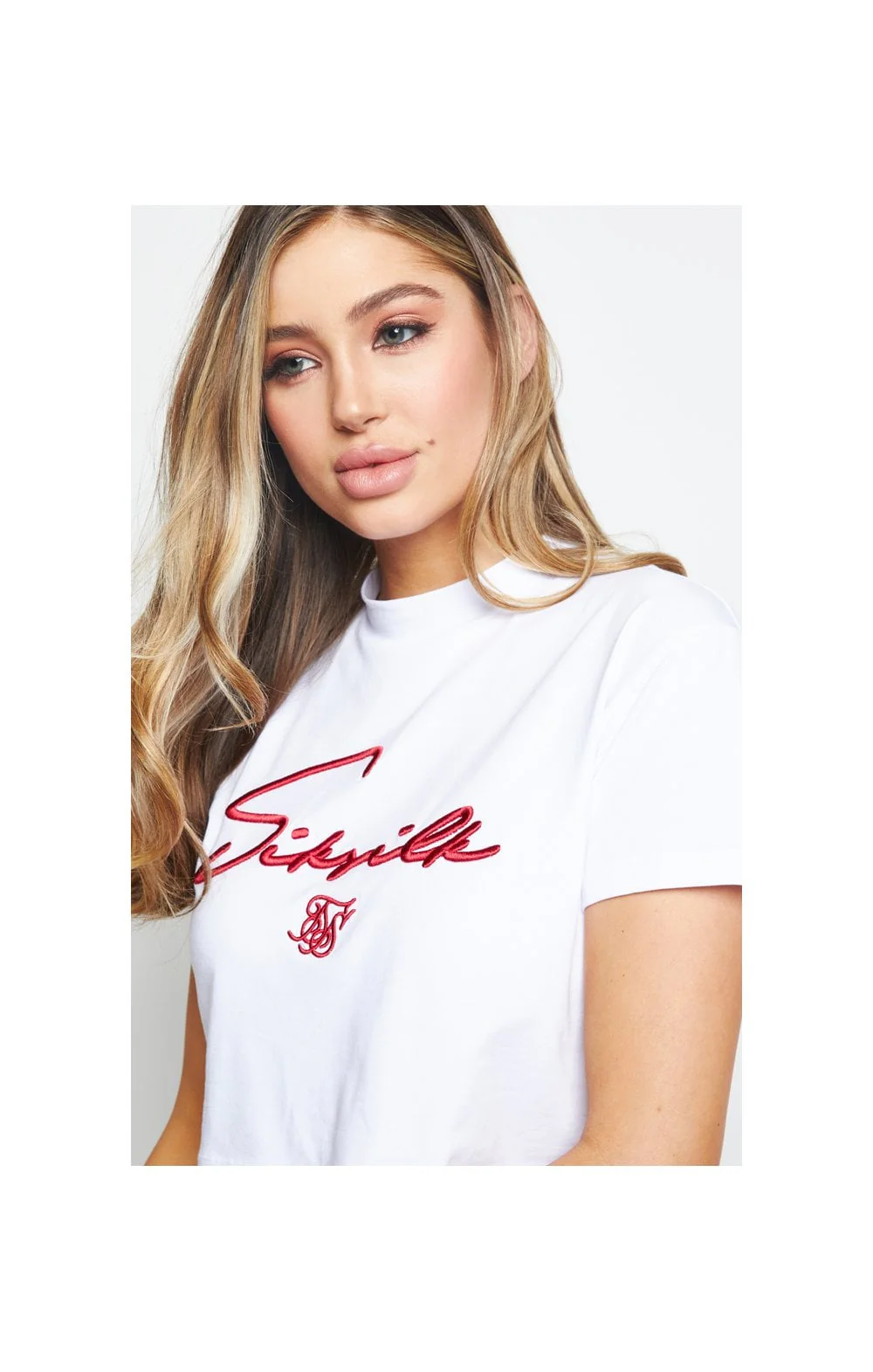 SikSilk Retro Sport Crop Tee - White - Image 2