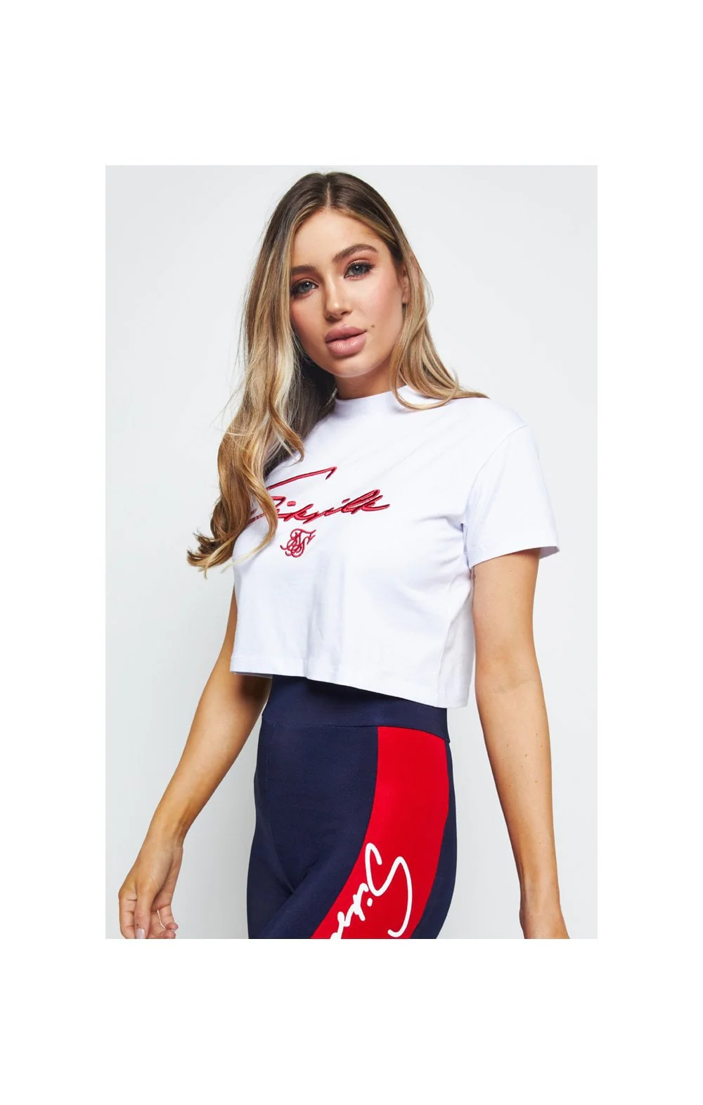 SikSilk Retro Sport Crop Tee - White - Image 3