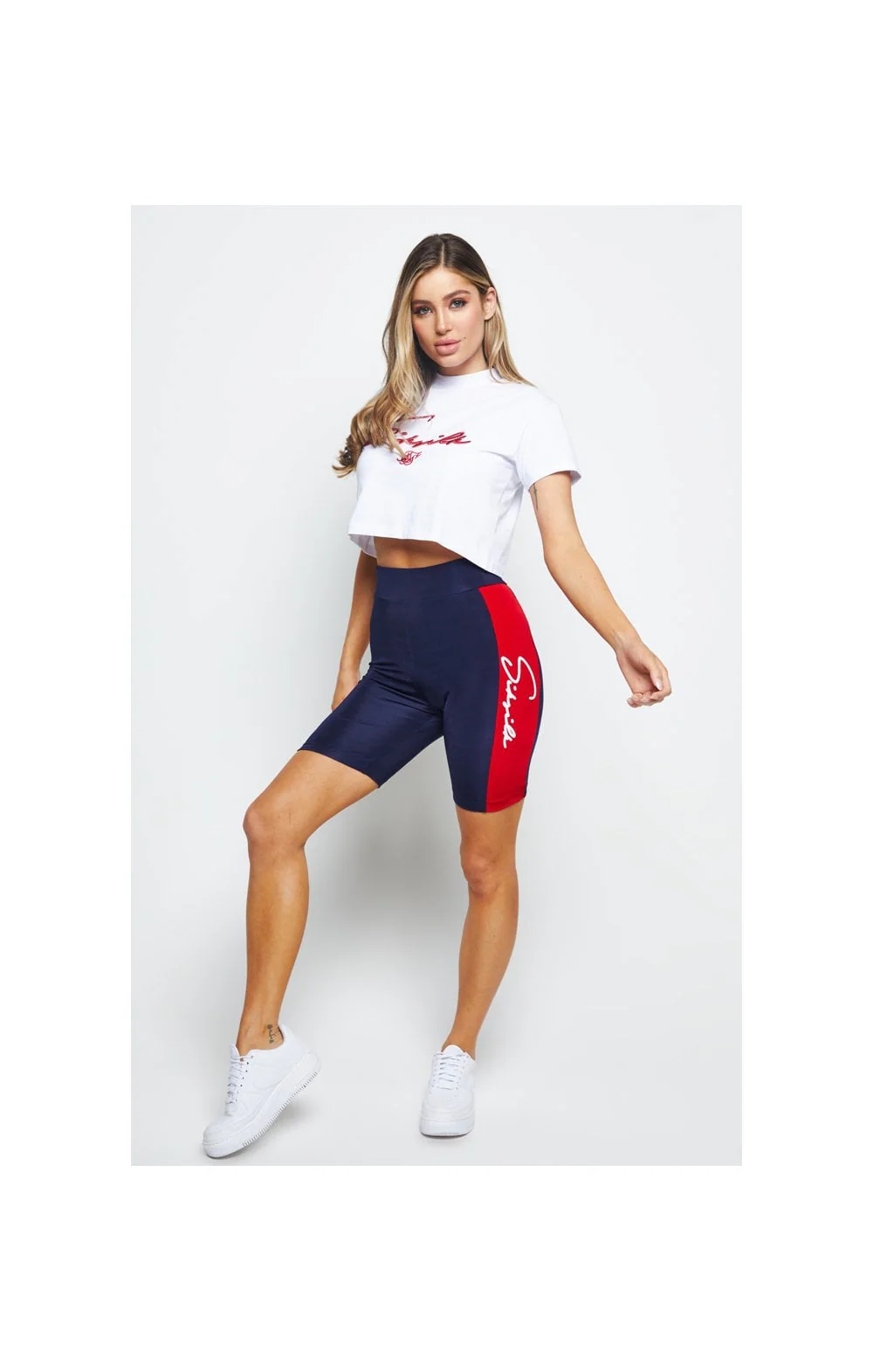 SikSilk Retro Sport Crop Tee - White - Image 8