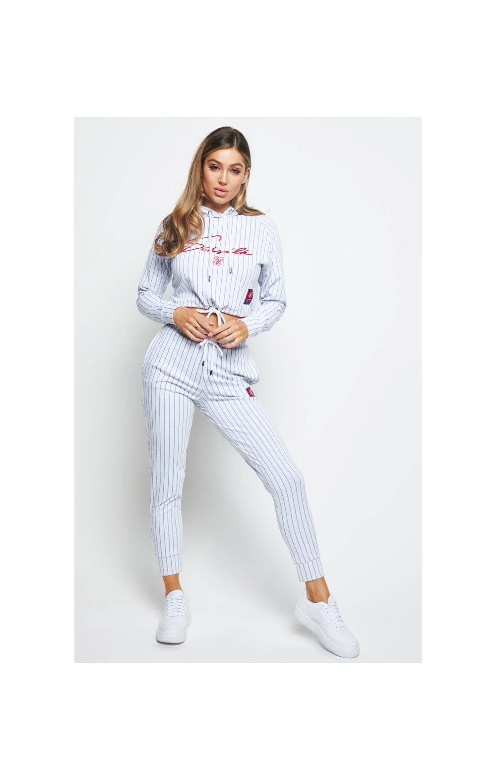 SikSilk Retro Sport Hoodie - White & Black - Image 3