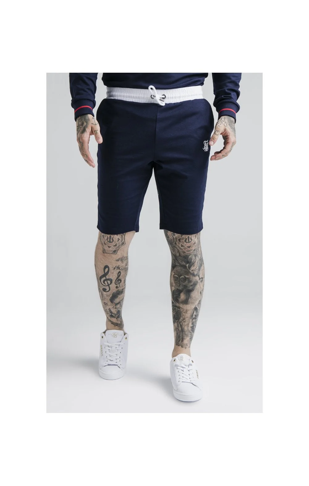 SikSilk Retro Sport Shorts - Navy - Image 2