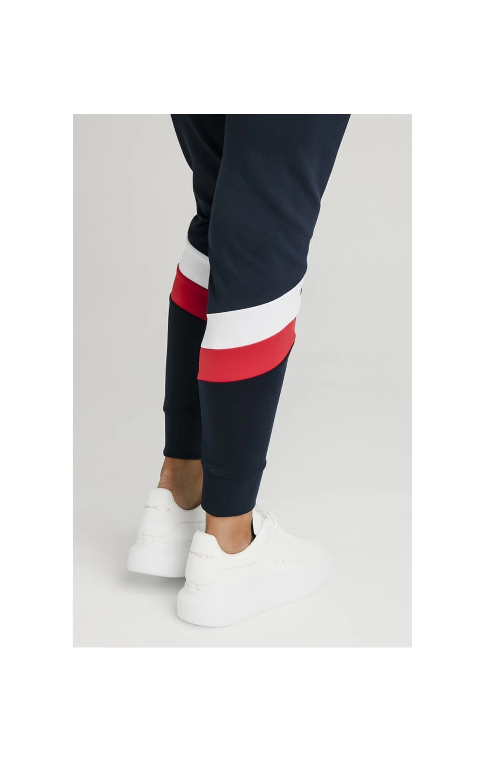 SikSilk Retro Sport Taped Joggers - Navy - Image 7