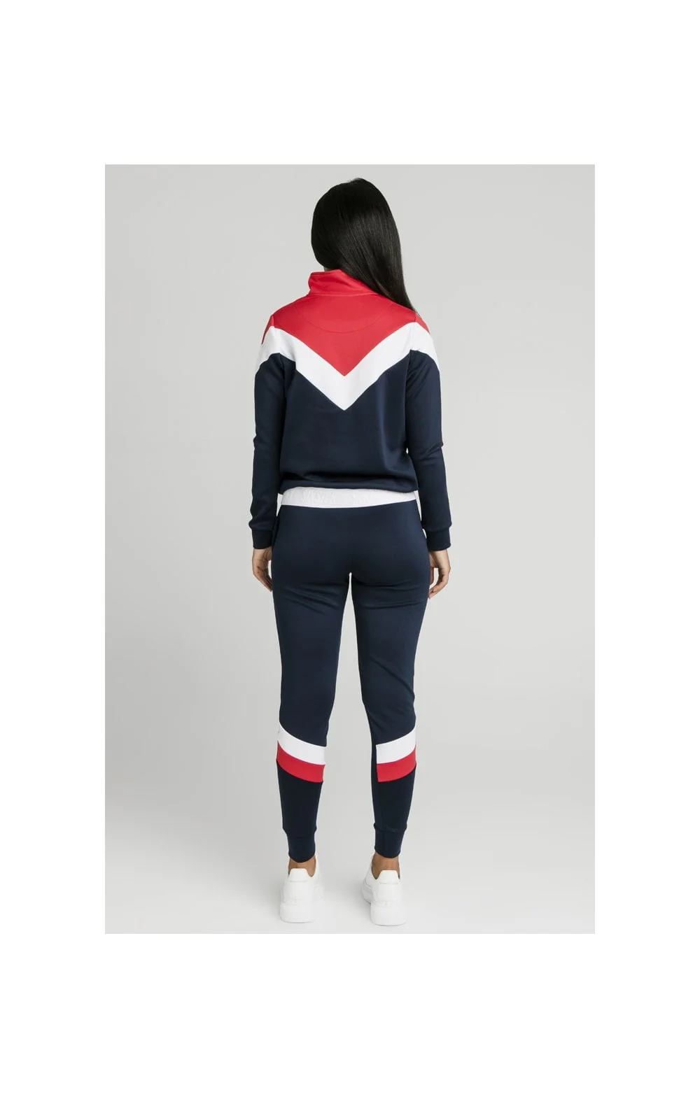 SikSilk Retro Sport Track Top - Navy,Red & White - Image 6