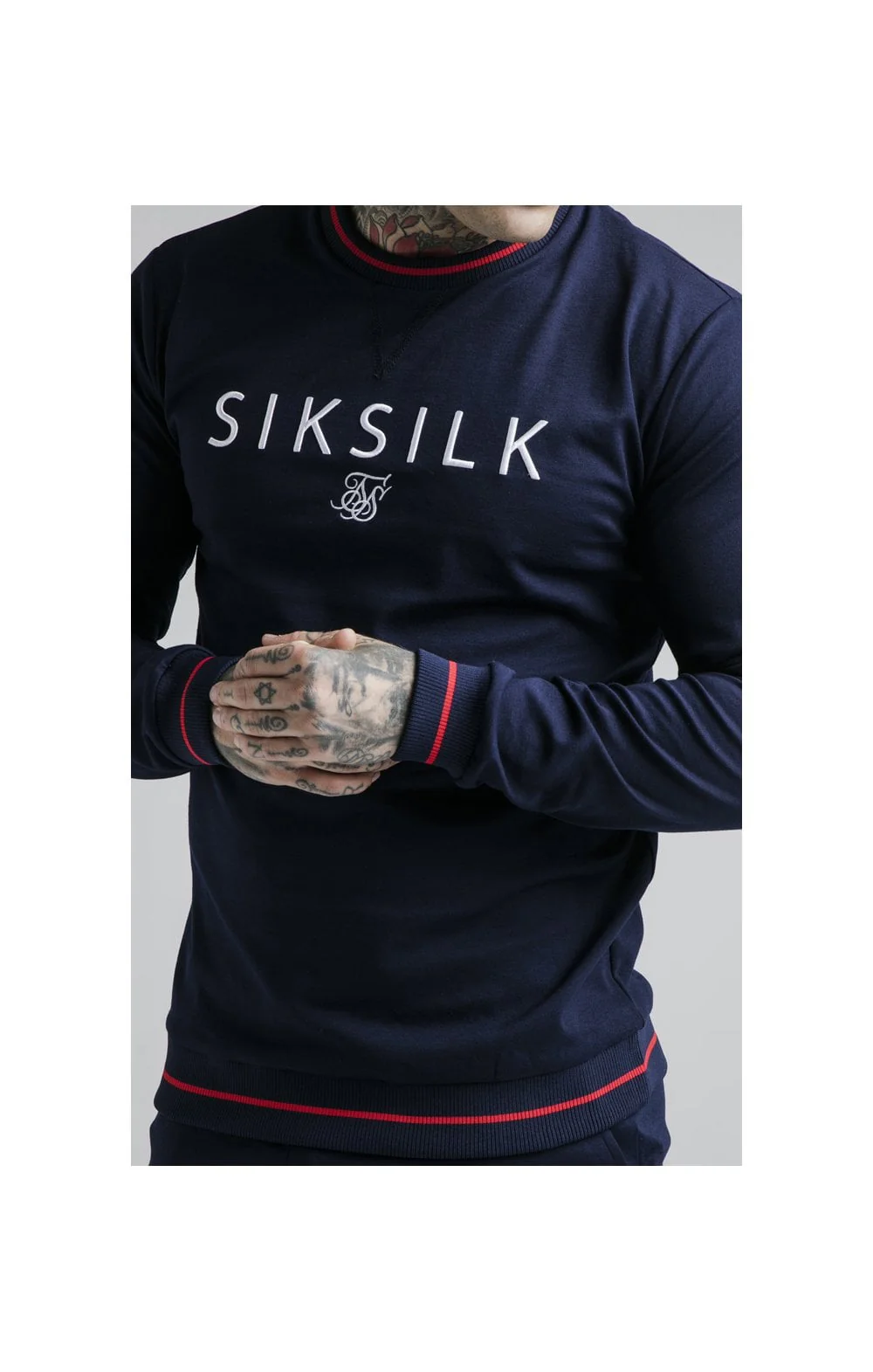 SikSilk Retro Sports Crew Sweat - Navy - Image 2