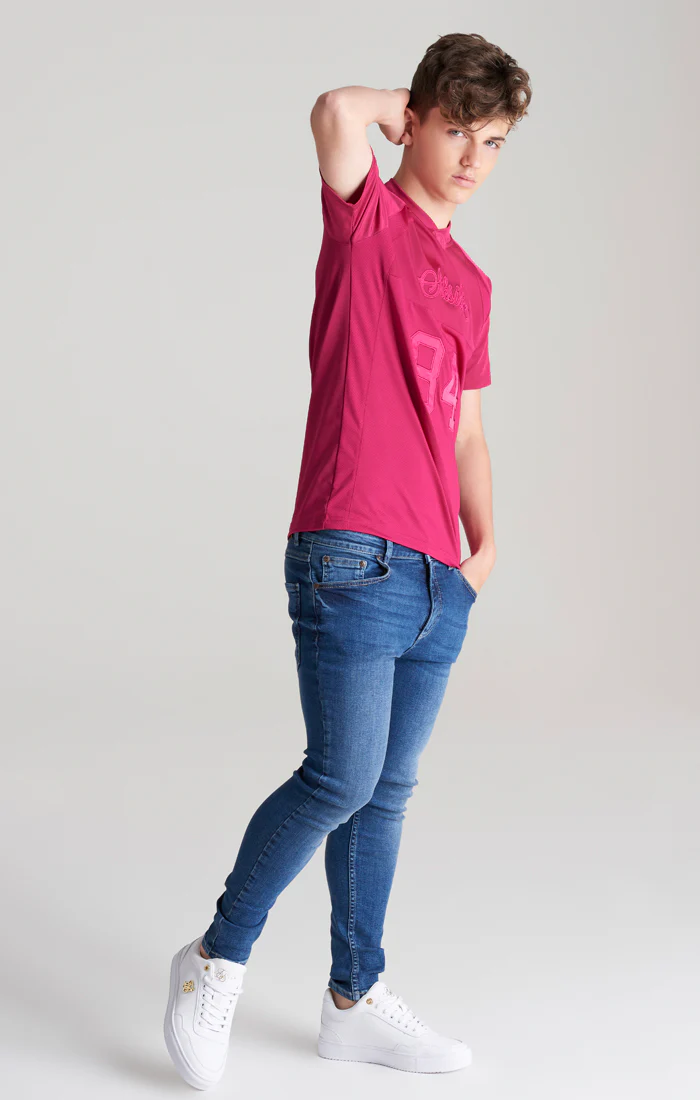 Boys Pink Retro Sports T-Shirt - Image 5